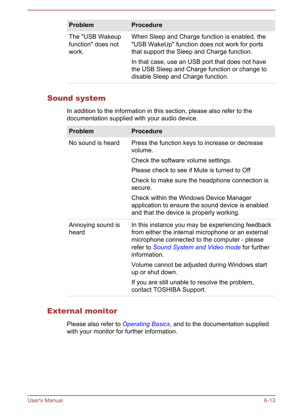 Sound system, External monitor | Toshiba Satellite P70-A User Manual | Page 135 / 159