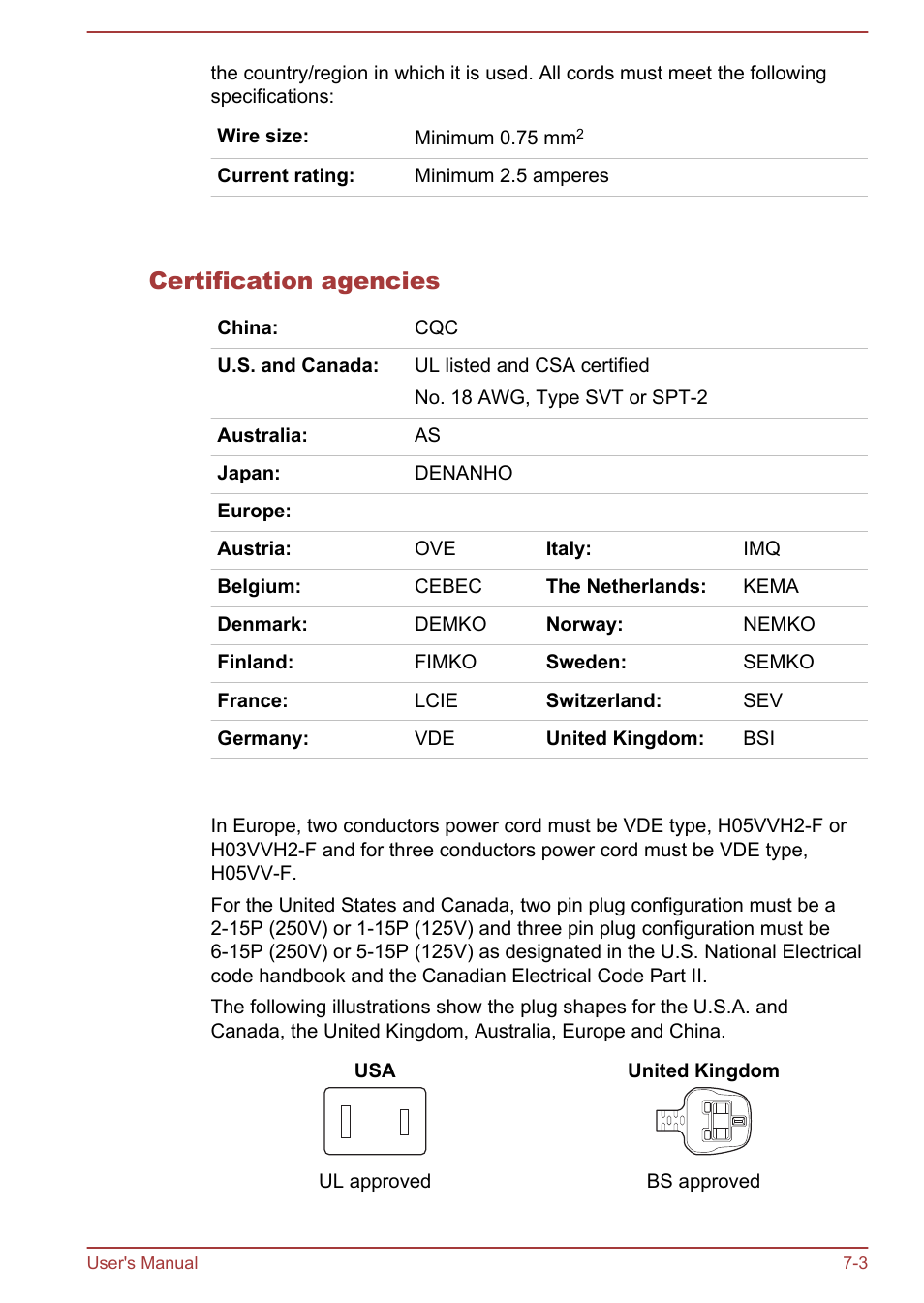 Certification agencies | Toshiba Satellite P70-A User Manual | Page 141 / 159