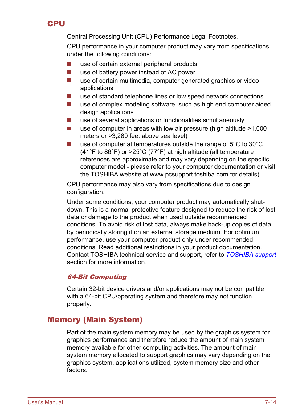 Memory (main system) | Toshiba Satellite P70-A User Manual | Page 152 / 159
