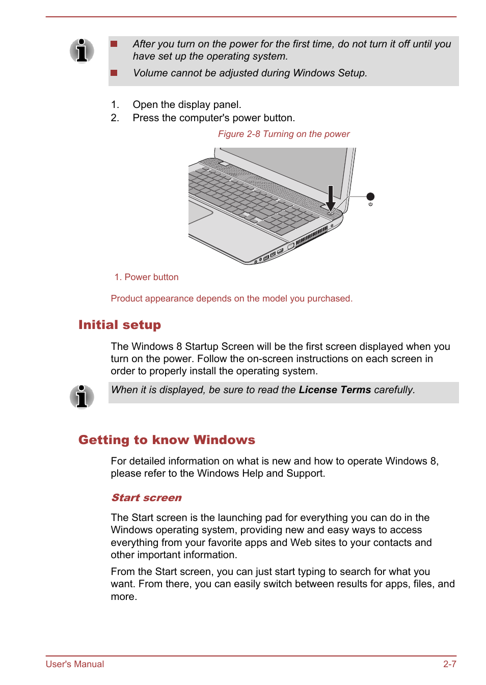 Initial setup, Getting to know windows | Toshiba Satellite P70-A User Manual | Page 25 / 159