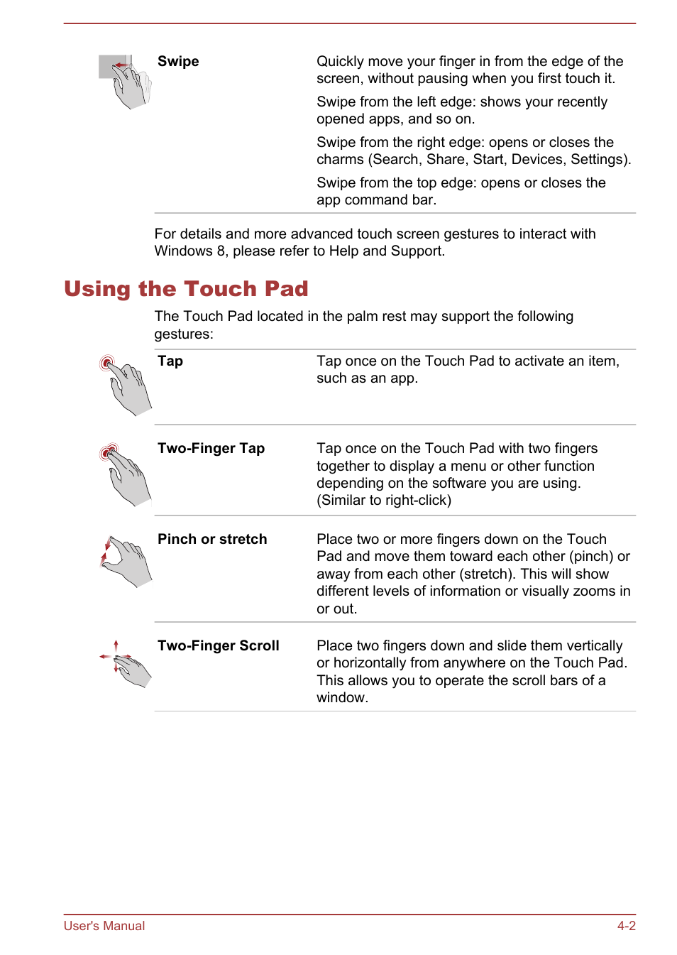 Using the touch pad, Using the touch pad -2 | Toshiba Satellite P70-A User Manual | Page 49 / 159