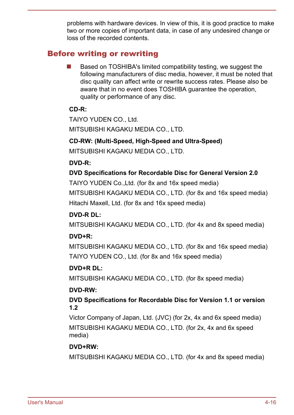 Before writing or rewriting | Toshiba Satellite P70-A User Manual | Page 63 / 159