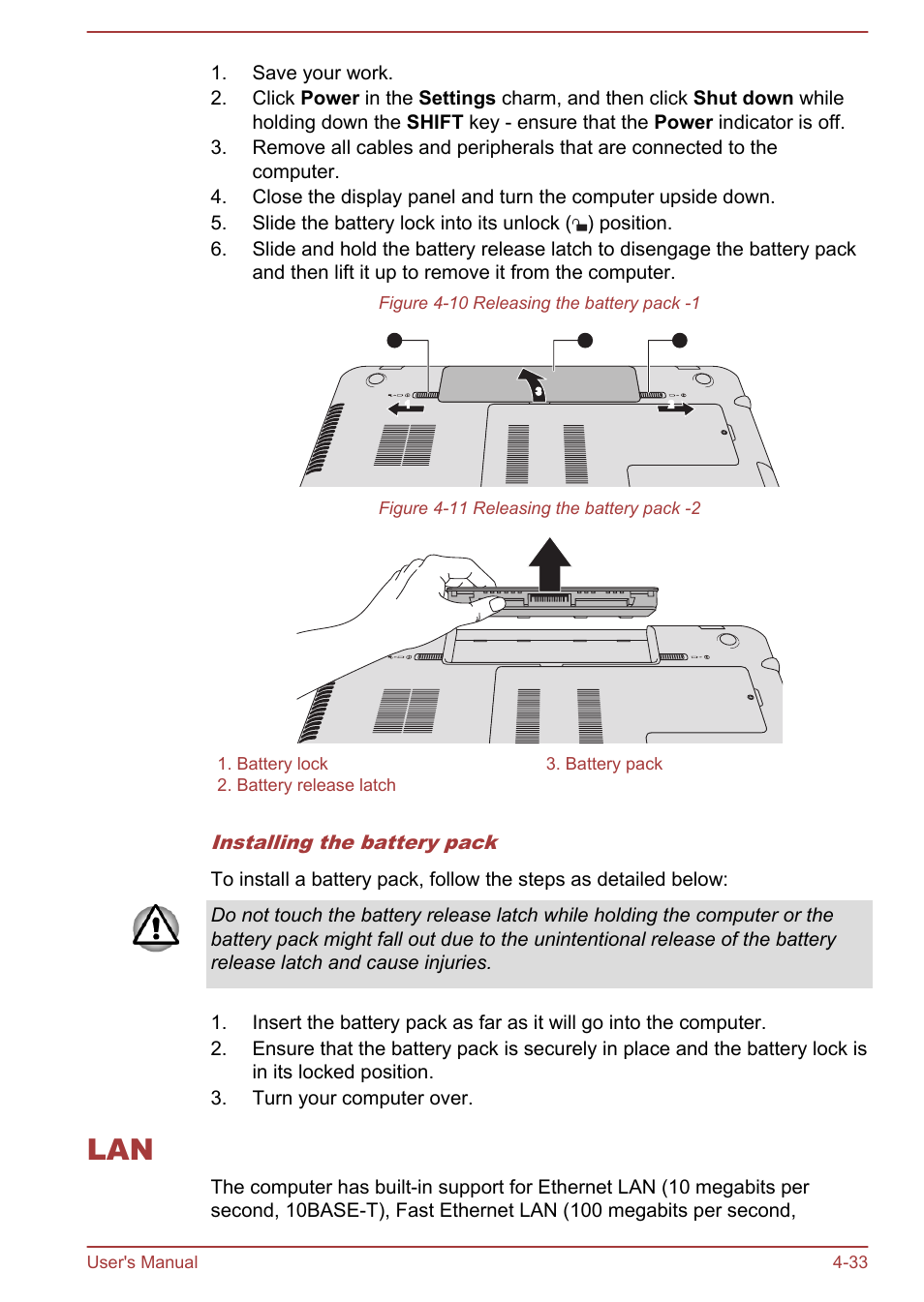 Lan -33 | Toshiba Satellite P70-A User Manual | Page 80 / 159