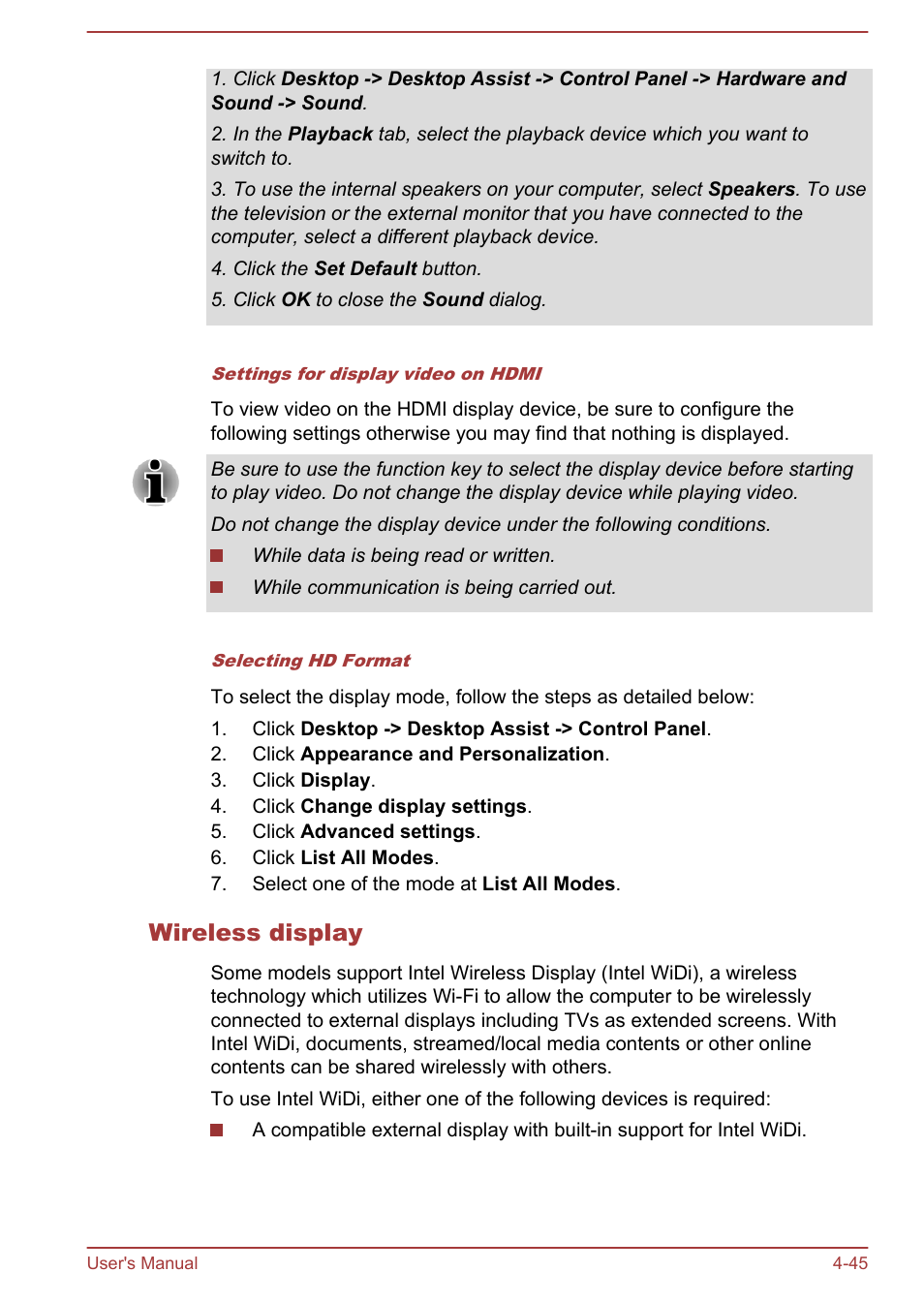 Wireless display | Toshiba Satellite P70-A User Manual | Page 92 / 159