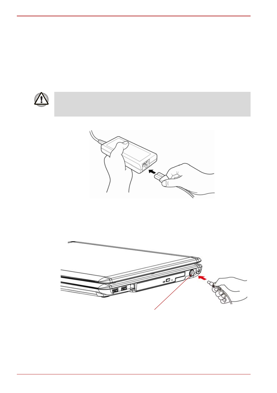 Connecting the ac adaptor, Connecting the ac adaptor -2 | Toshiba Satellite A300D User Manual | Page 58 / 204