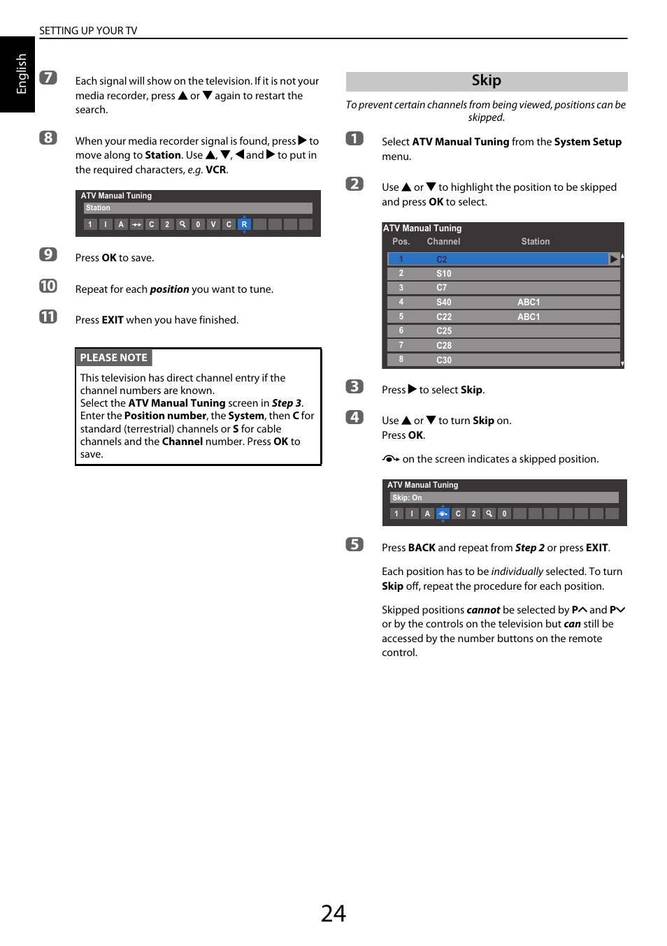 Skip, English | Toshiba YL985 User Manual | Page 24 / 102