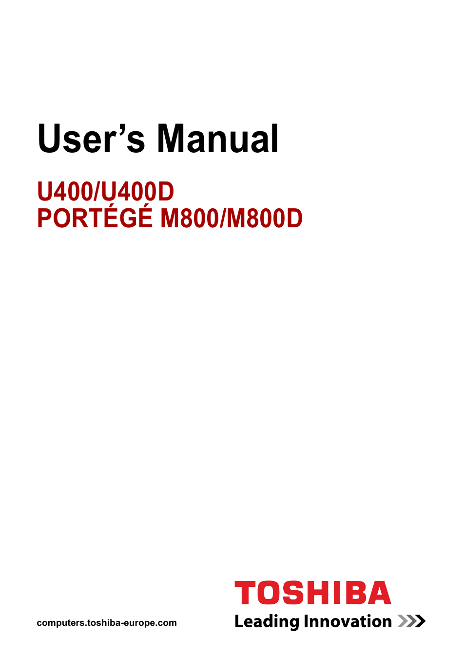 Toshiba Satellite Pro U400 User Manual | 175 pages