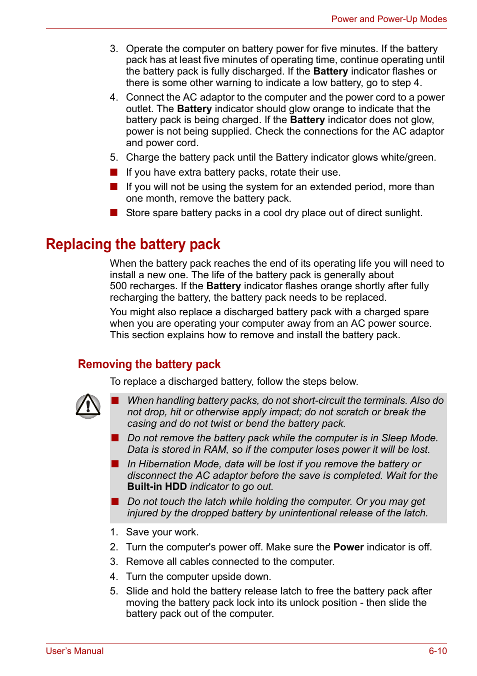 Replacing the battery pack, Replacing the battery pack -10, Refer to | Removing the battery pack | Toshiba Satellite Pro U400 User Manual | Page 108 / 175