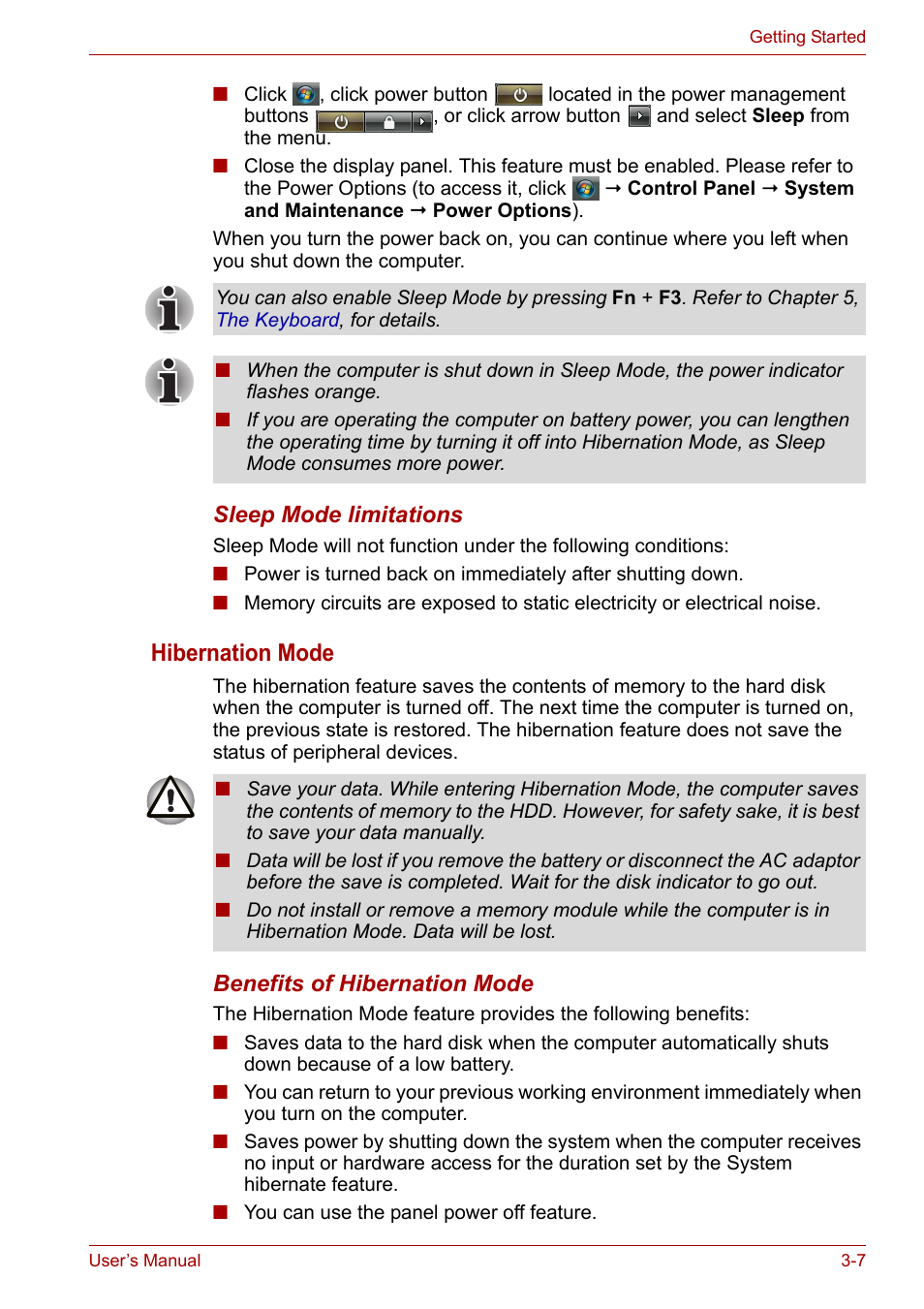 Hibernation mode | Toshiba Satellite Pro U400 User Manual | Page 50 / 175