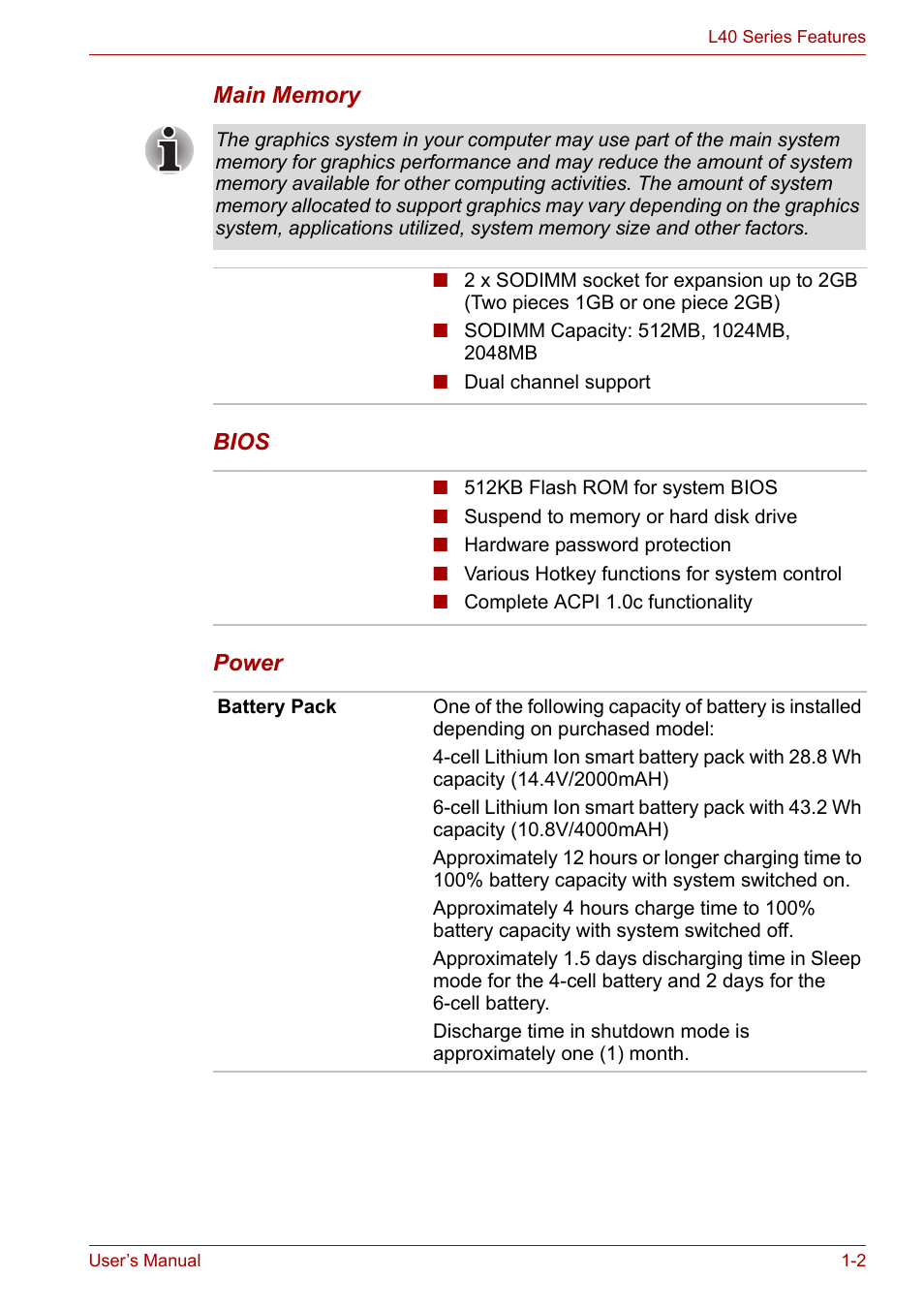 Toshiba Equium L40 User Manual | Page 21 / 126