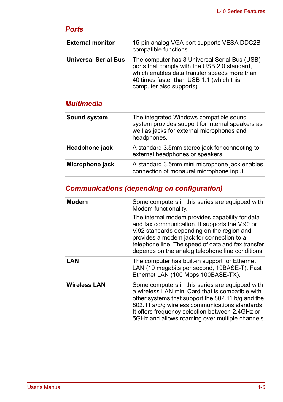 Toshiba Equium L40 User Manual | Page 25 / 126