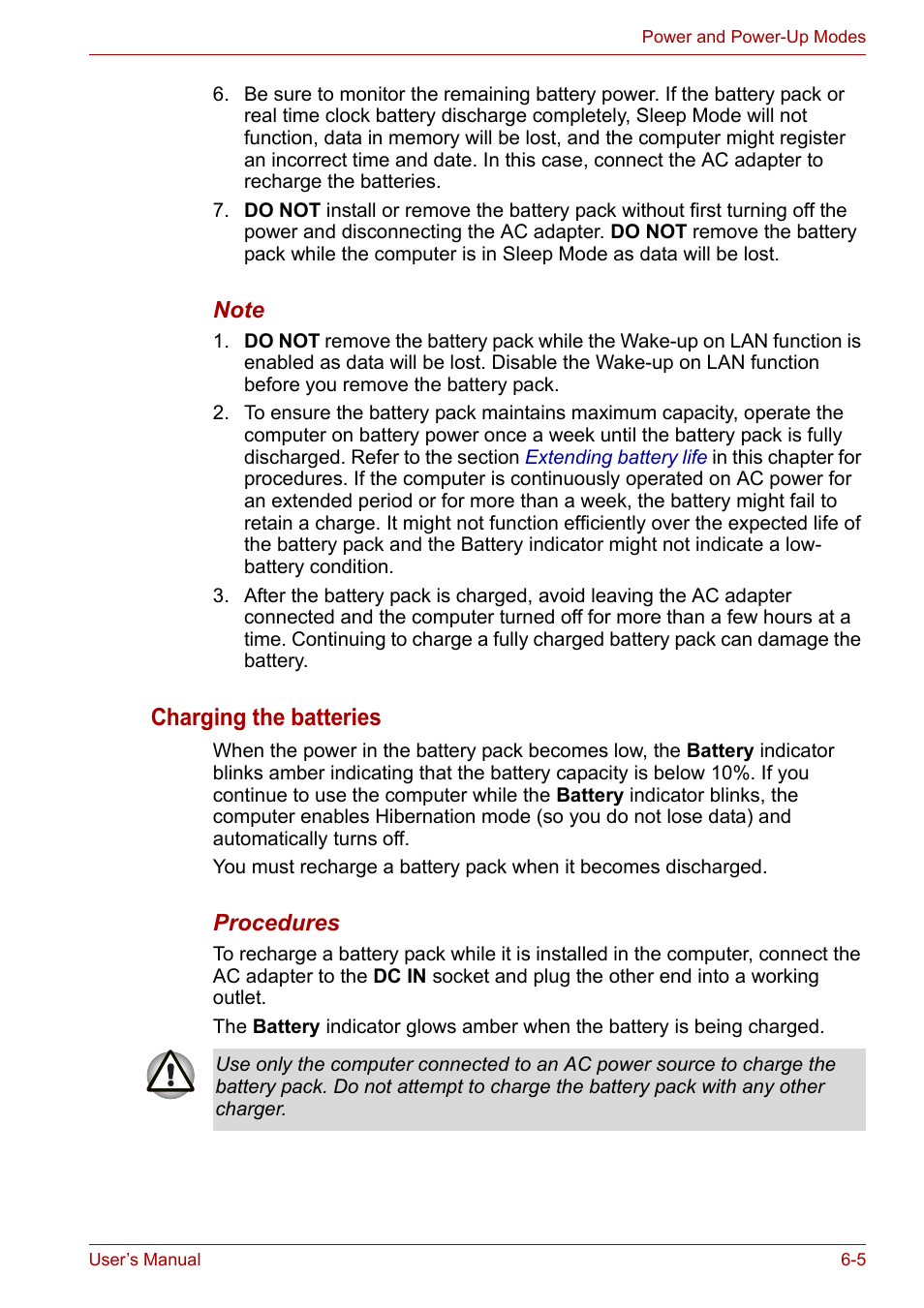 Charging the batteries | Toshiba Equium L40 User Manual | Page 81 / 126