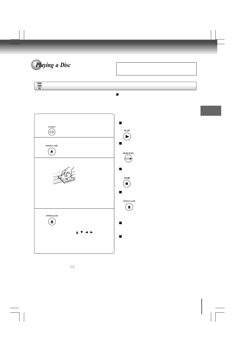 Playing a disc, Basic playback | Toshiba SD590 User Manual | Page 17 / 40