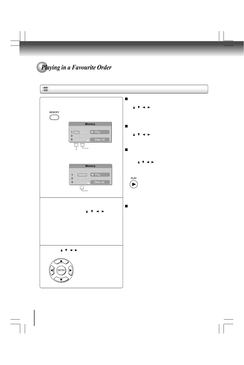 Playing in a favourite order | Toshiba SD590 User Manual | Page 22 / 40