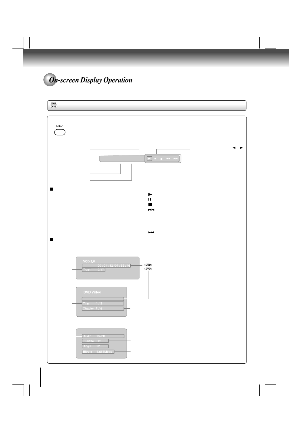 On-screen display operation | Toshiba SD590 User Manual | Page 26 / 40