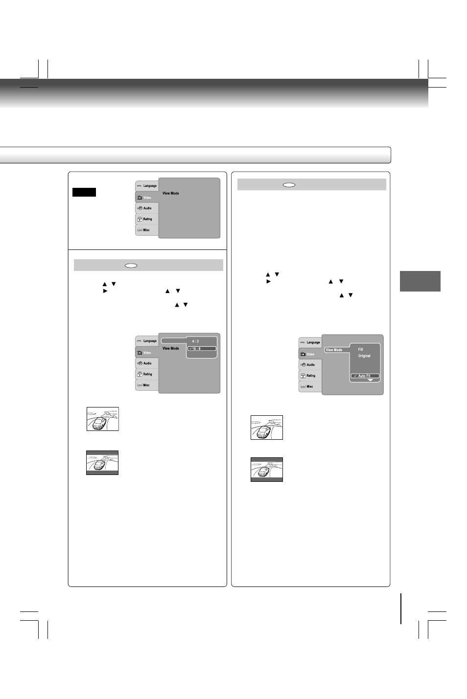 Aspect ratio, View mode | Toshiba SD590 User Manual | Page 33 / 40