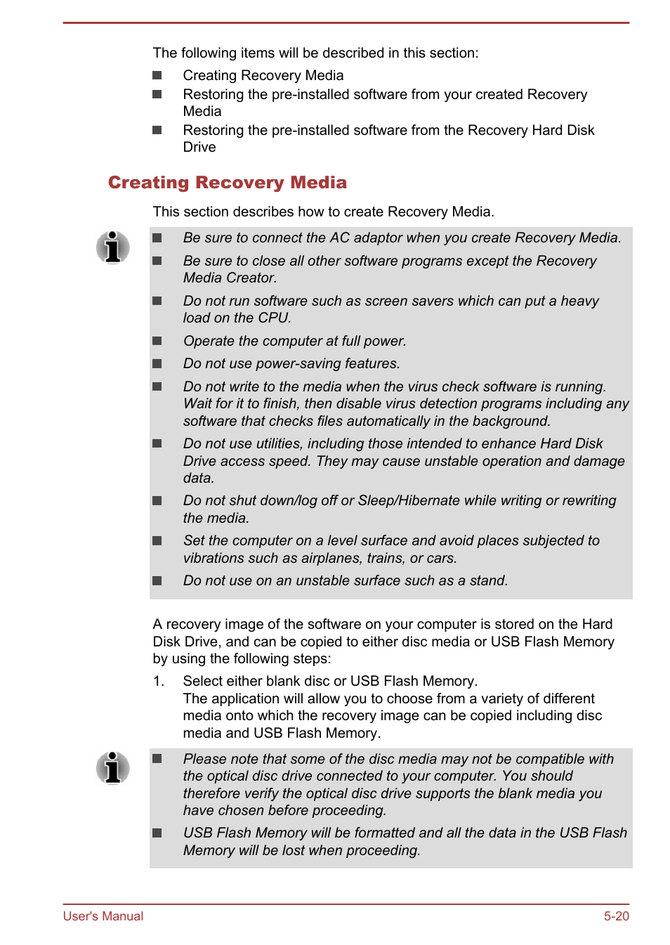 Creating recovery media | Toshiba Satellite L70-B User Manual | Page 103 / 143