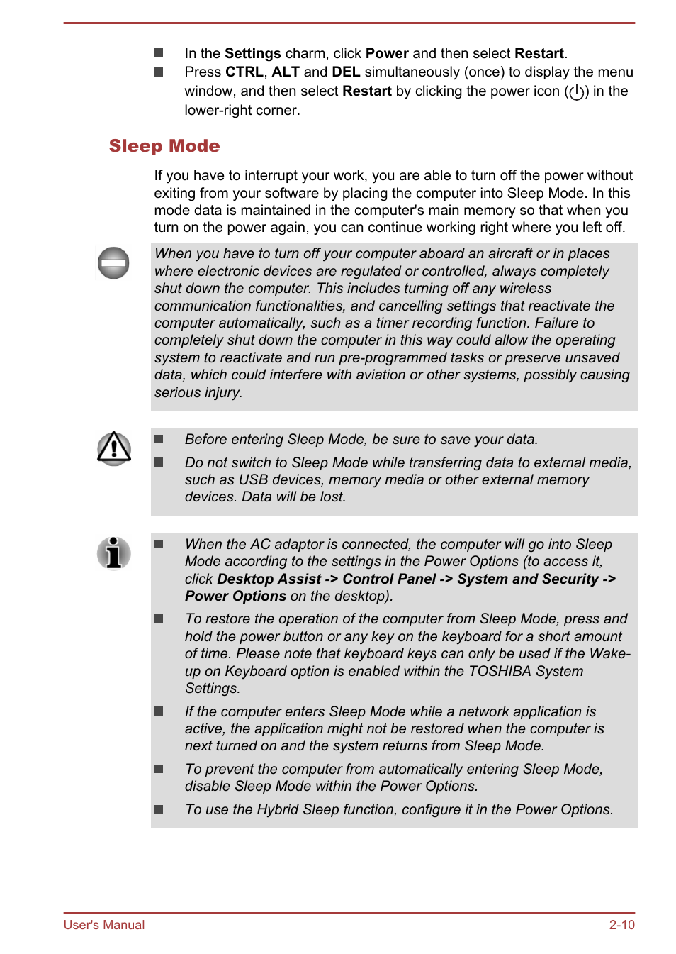 Sleep mode | Toshiba Satellite L70-B User Manual | Page 31 / 143