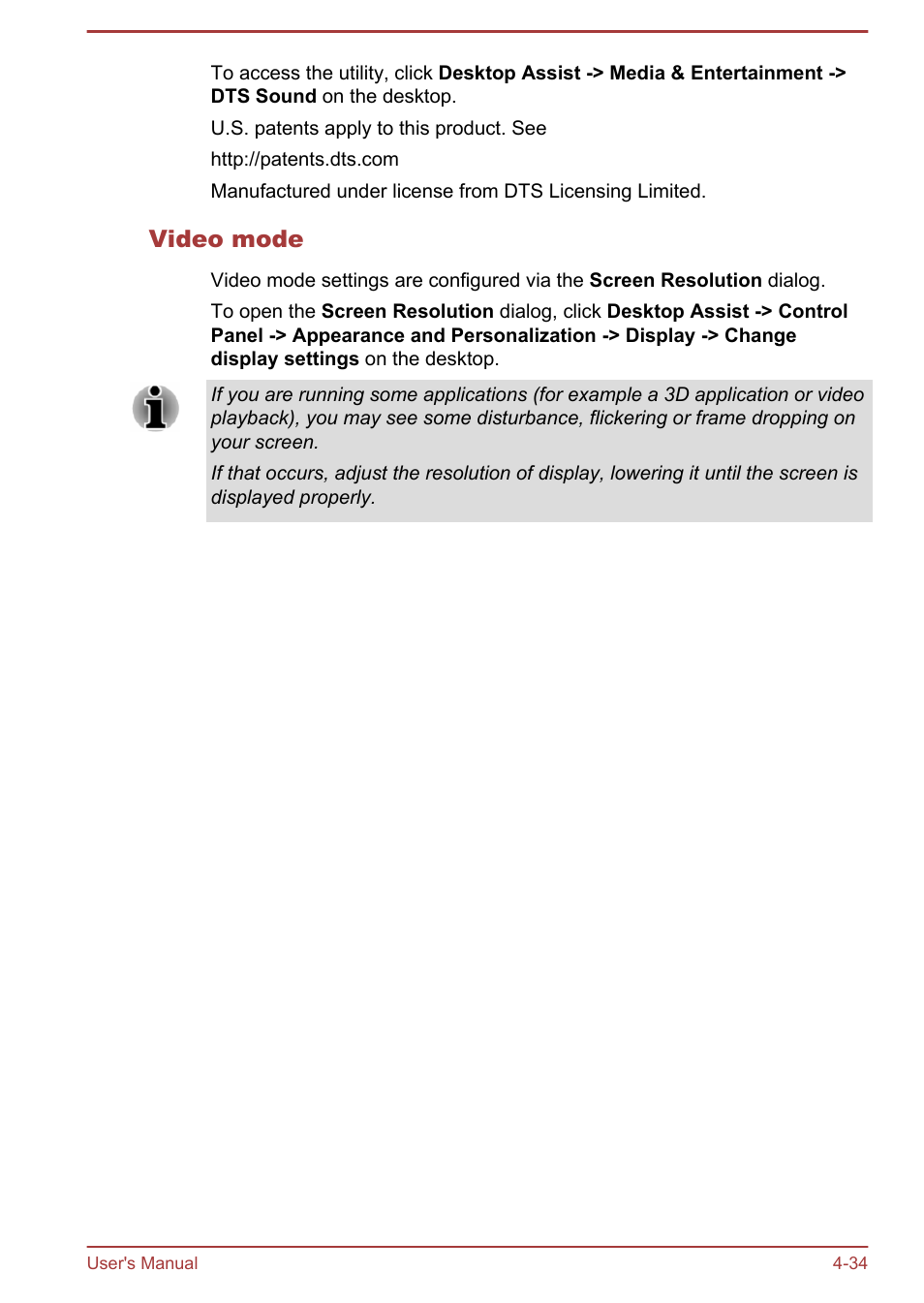 Video mode | Toshiba Satellite L70-B User Manual | Page 83 / 143