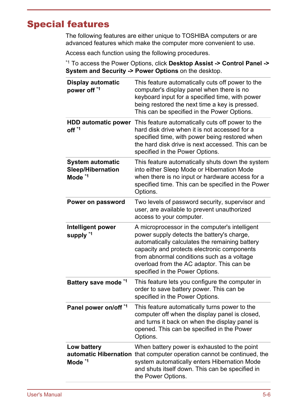 Special features, Special features -6 | Toshiba Satellite L70-B User Manual | Page 89 / 143