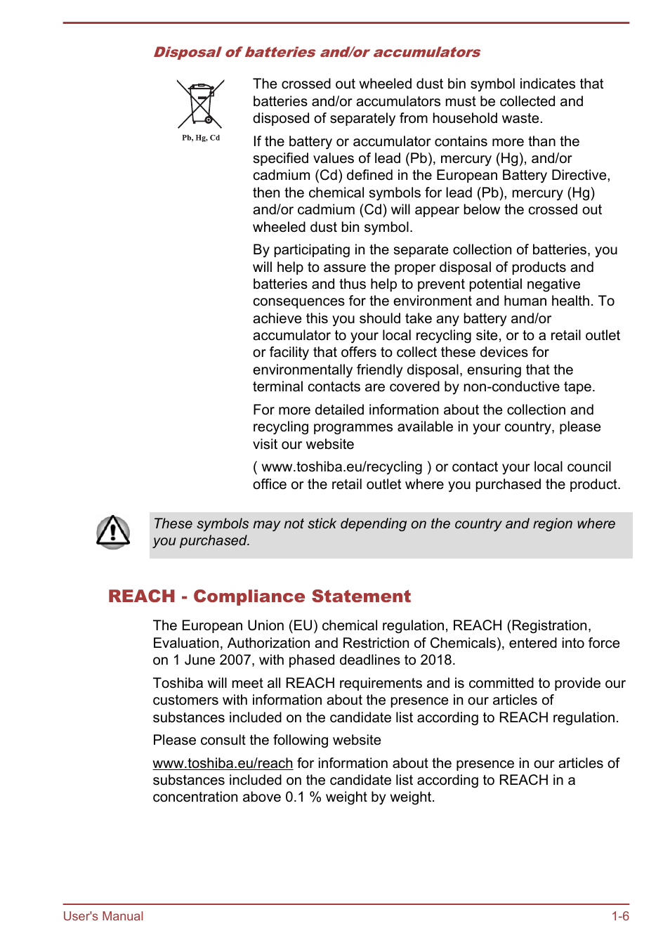 Reach - compliance statement | Toshiba Satellite L70-B User Manual | Page 9 / 143