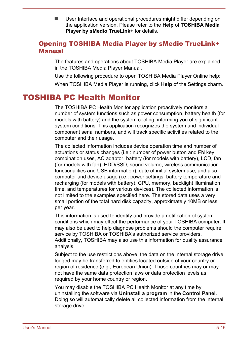 Toshiba pc health monitor, Toshiba pc health monitor -15 | Toshiba Satellite L70-B User Manual | Page 98 / 143