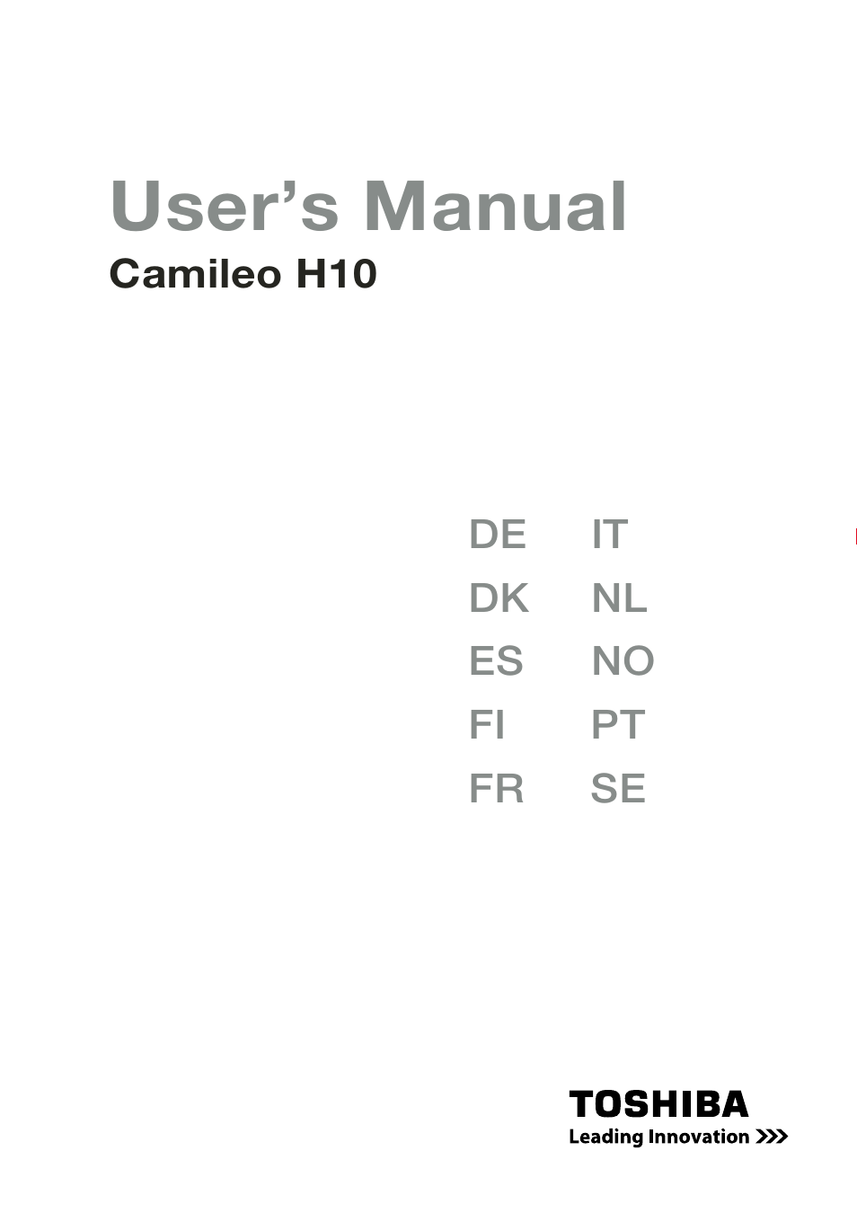 Toshiba Camileo H10 User Manual | 71 pages