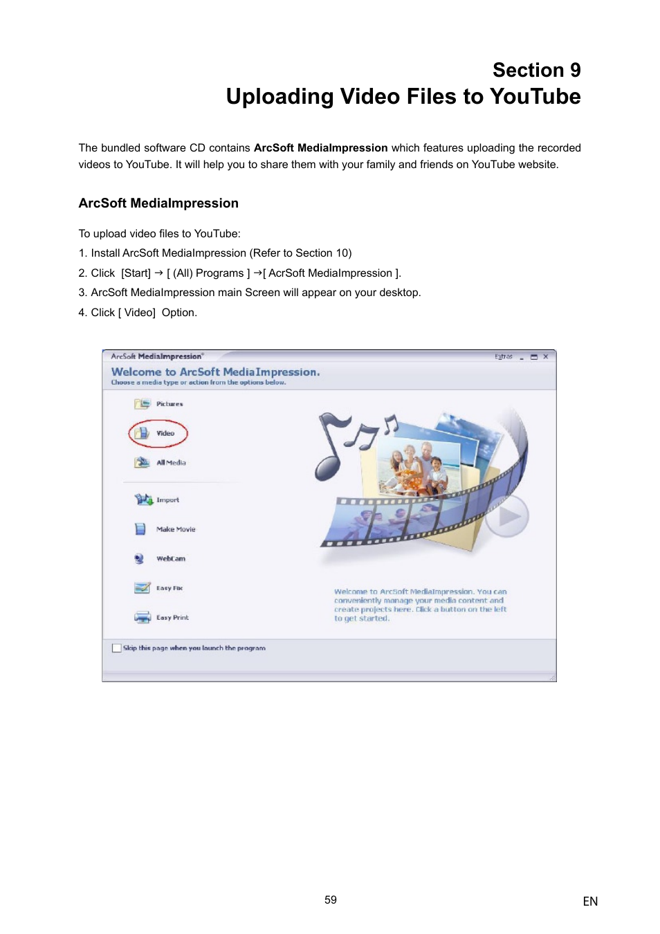 Uploading video files to youtube | Toshiba Camileo H10 User Manual | Page 61 / 71