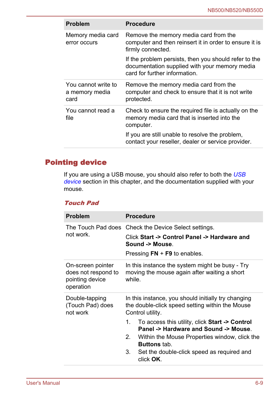 Pointing device | Toshiba NB550D User Manual | Page 102 / 135