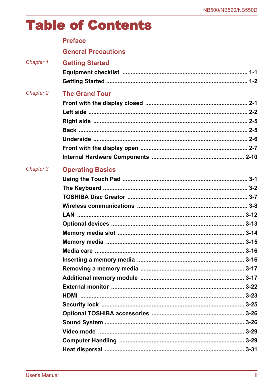 Toshiba NB550D User Manual | Page 2 / 135