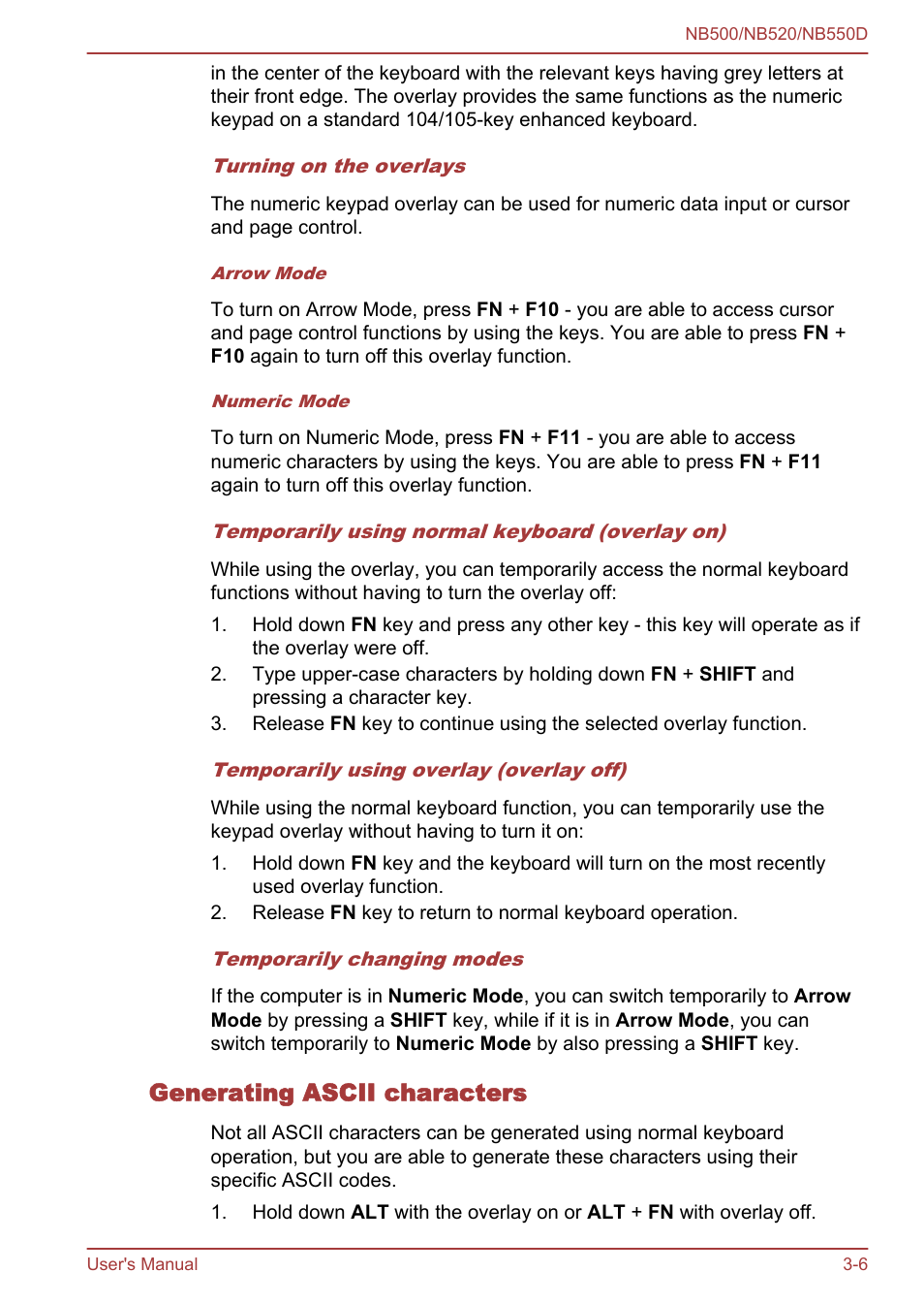 Generating ascii characters | Toshiba NB550D User Manual | Page 40 / 135