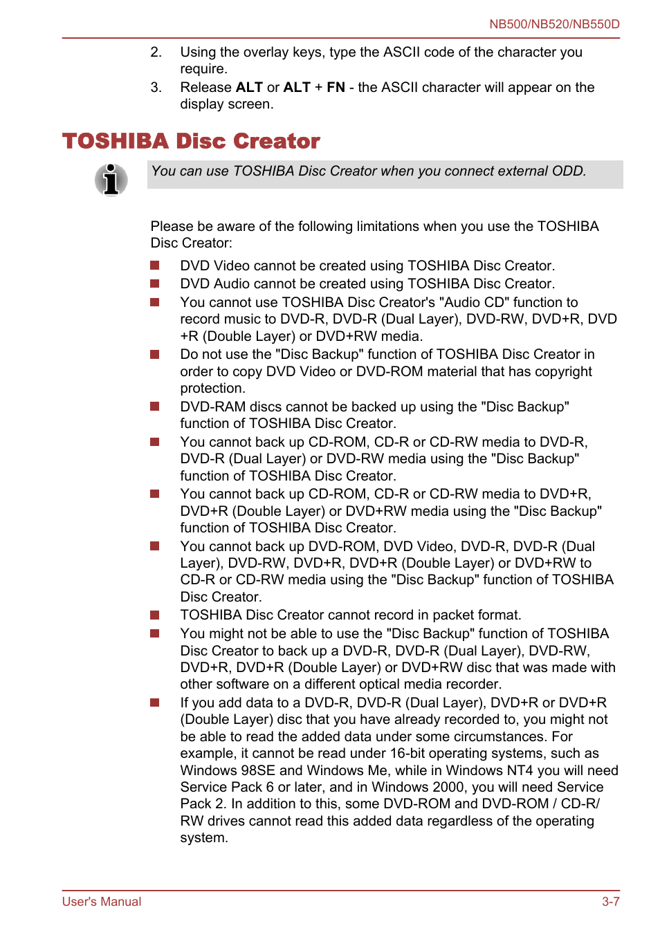 Toshiba disc creator, Toshiba disc creator -7 | Toshiba NB550D User Manual | Page 41 / 135