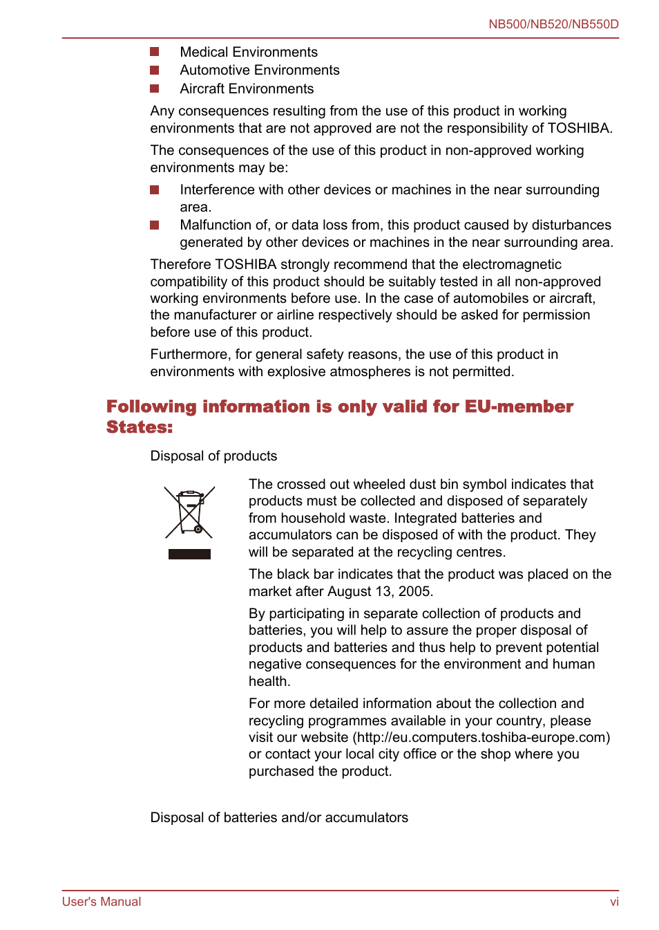 Toshiba NB550D User Manual | Page 6 / 135