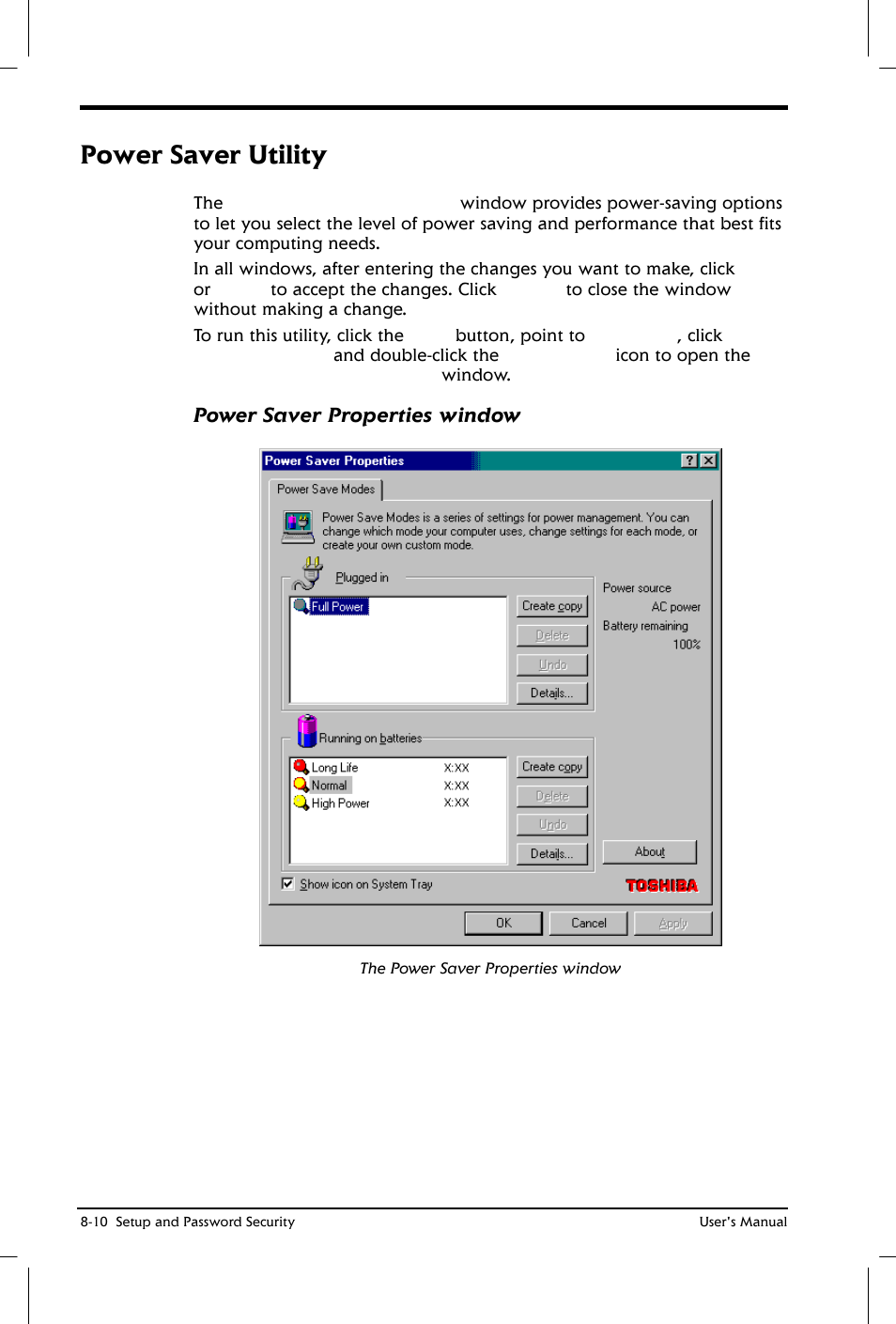 Power saver utility | Toshiba Satellite 2650 User Manual | Page 101 / 208