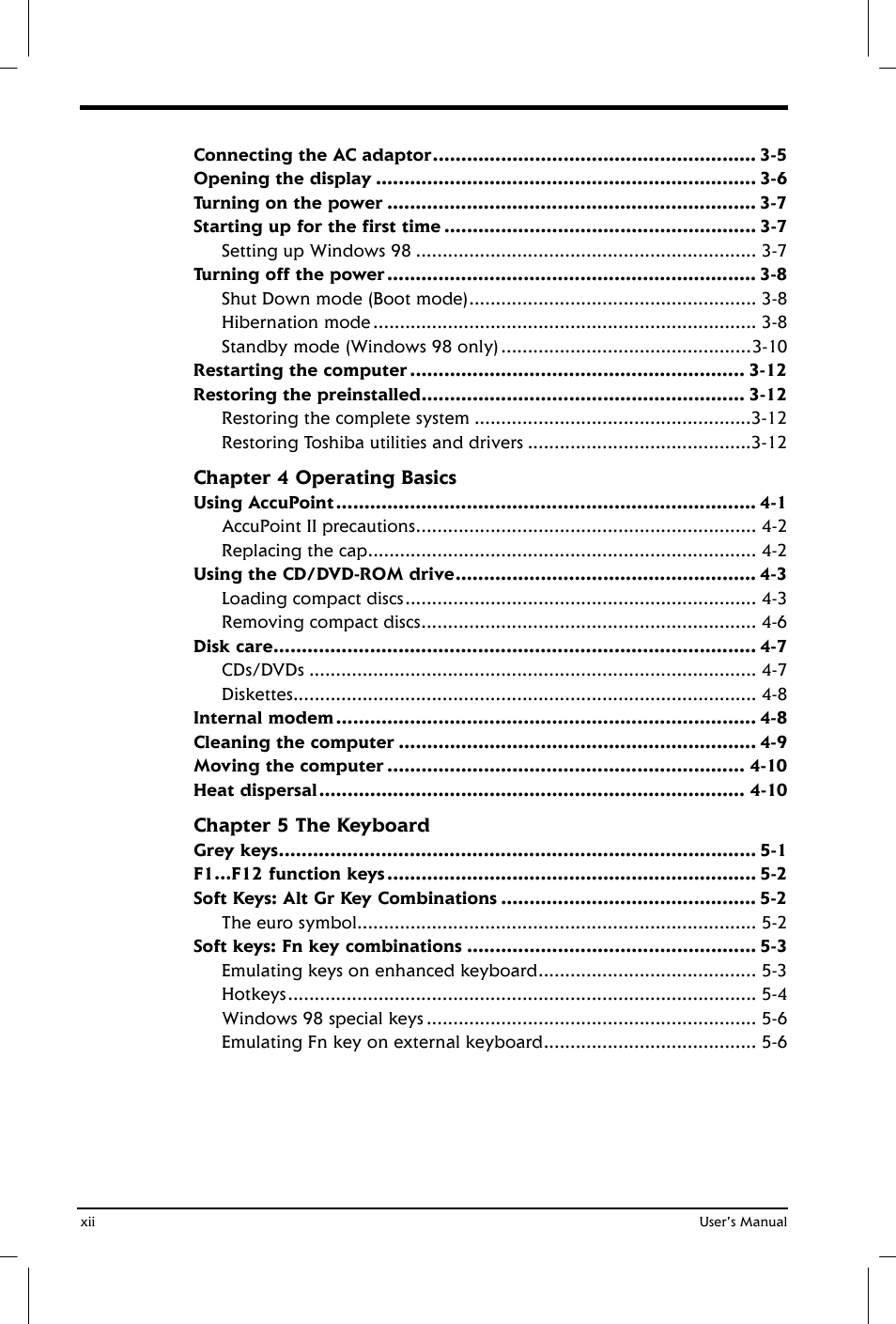 Toshiba Satellite 2650 User Manual | Page 12 / 208