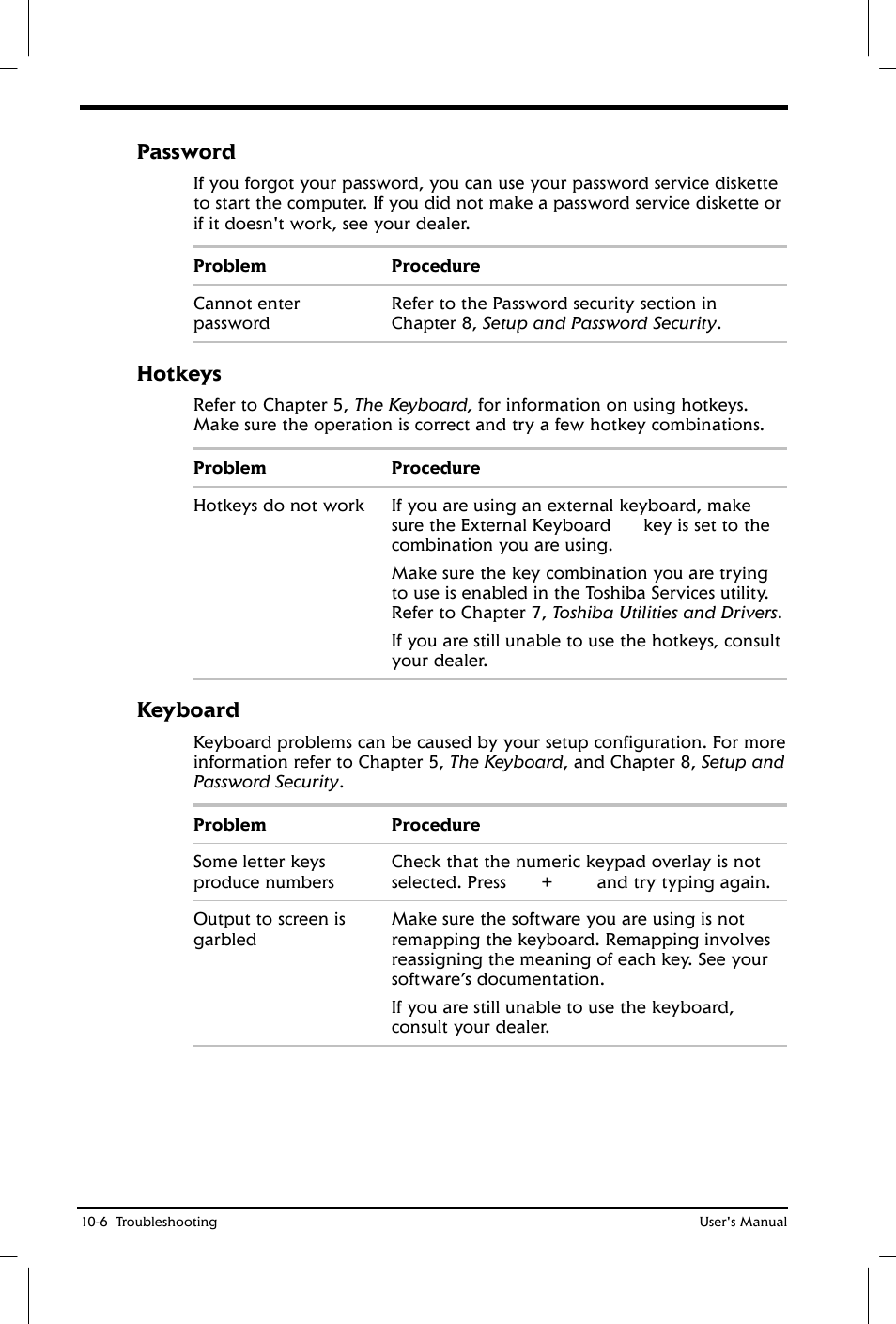 Password, Hotkeys, Keyboard | Toshiba Satellite 2650 User Manual | Page 142 / 208