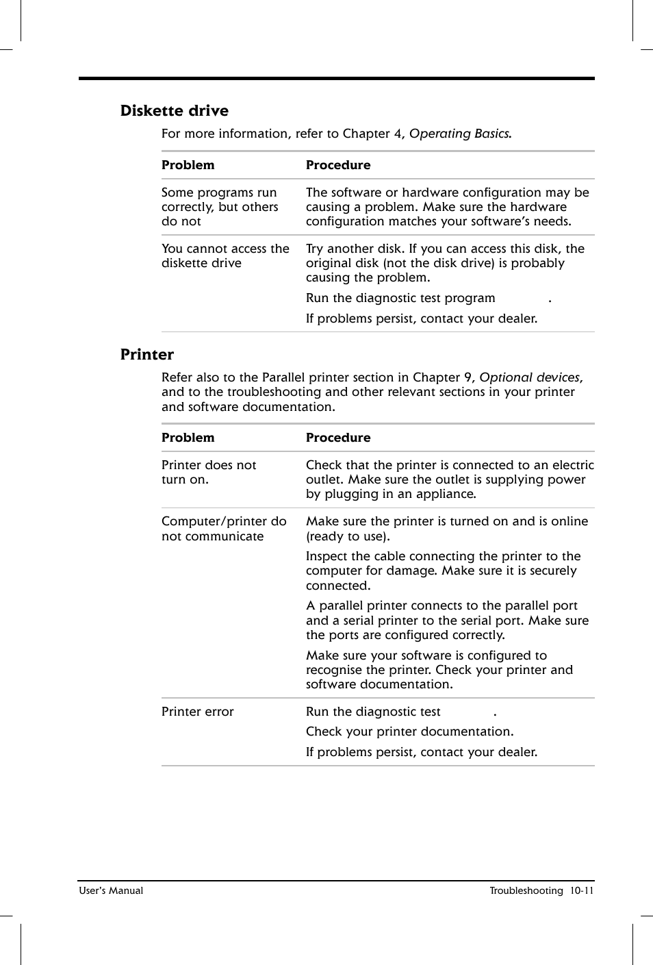 Diskette drive, Printer | Toshiba Satellite 2650 User Manual | Page 147 / 208