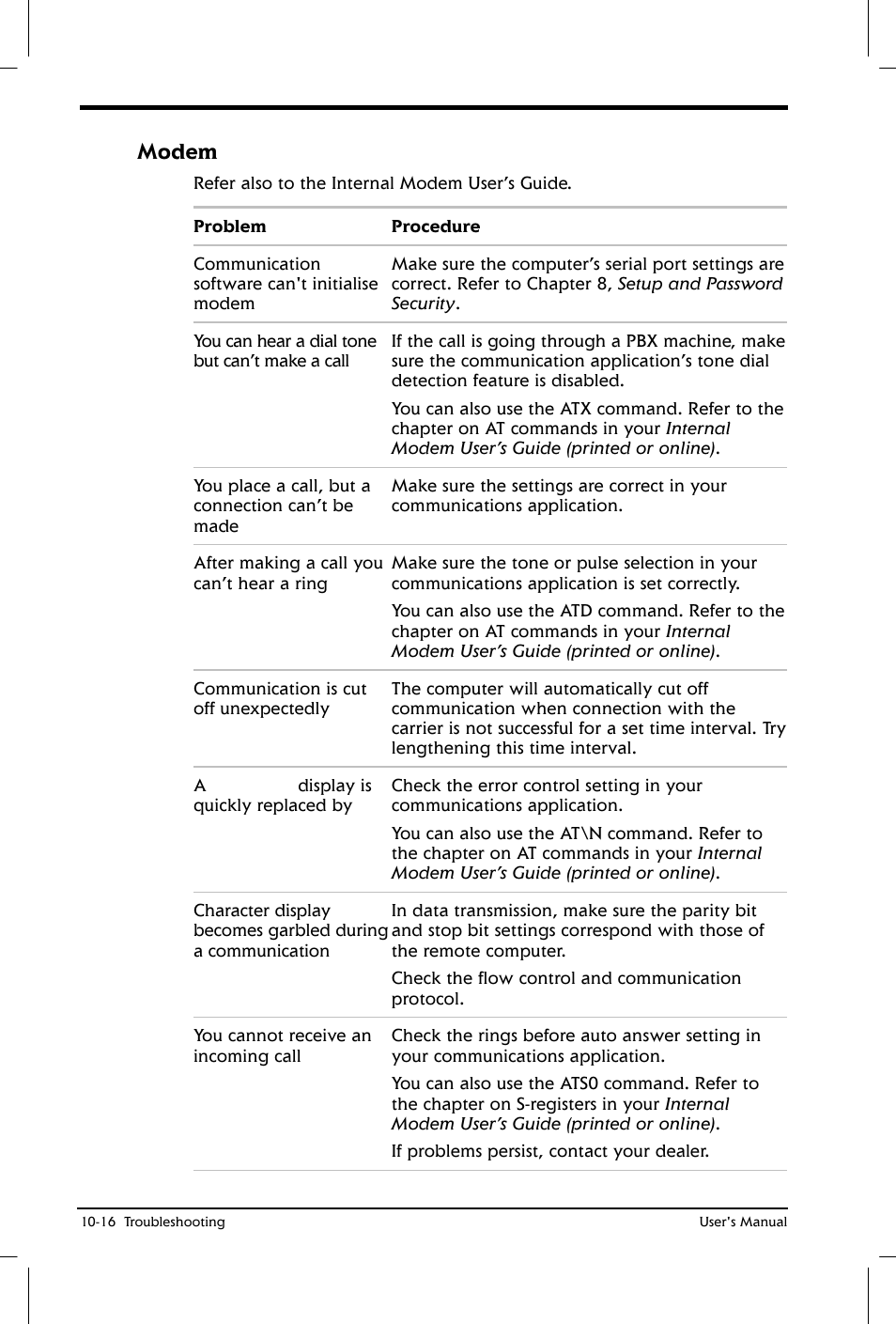 Modem | Toshiba Satellite 2650 User Manual | Page 152 / 208