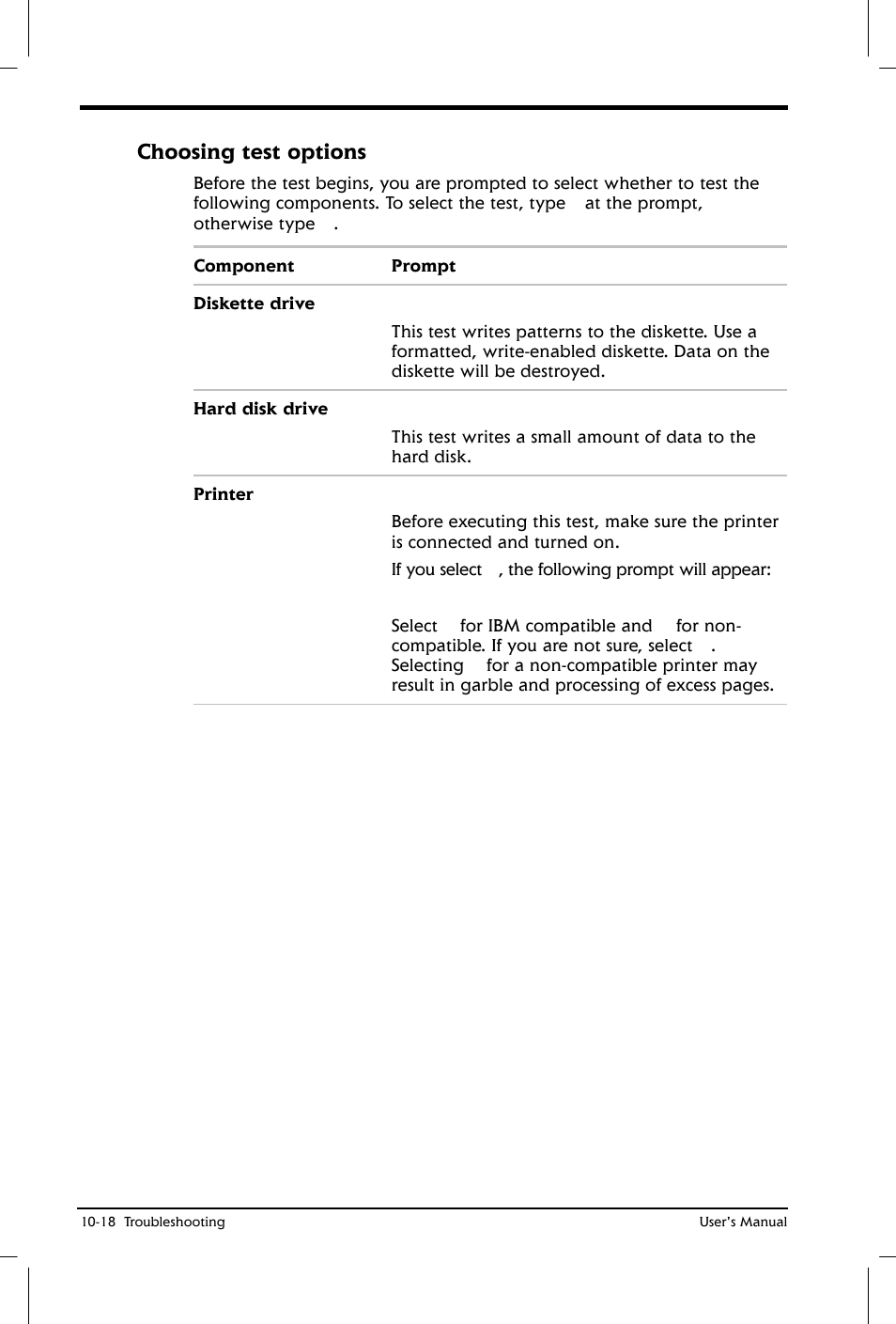 Choosing test options | Toshiba Satellite 2650 User Manual | Page 154 / 208