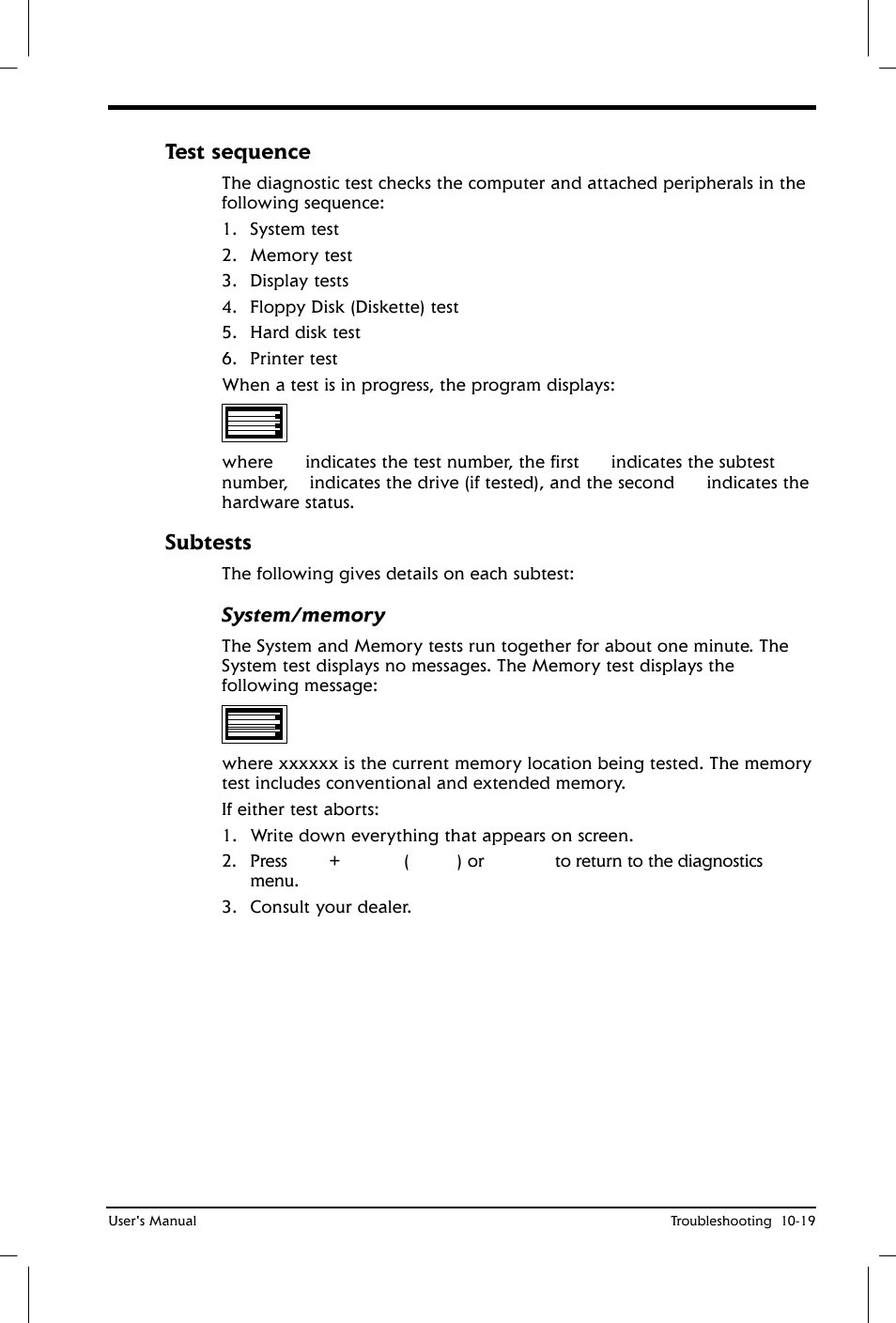 Test sequence, Subtests | Toshiba Satellite 2650 User Manual | Page 155 / 208