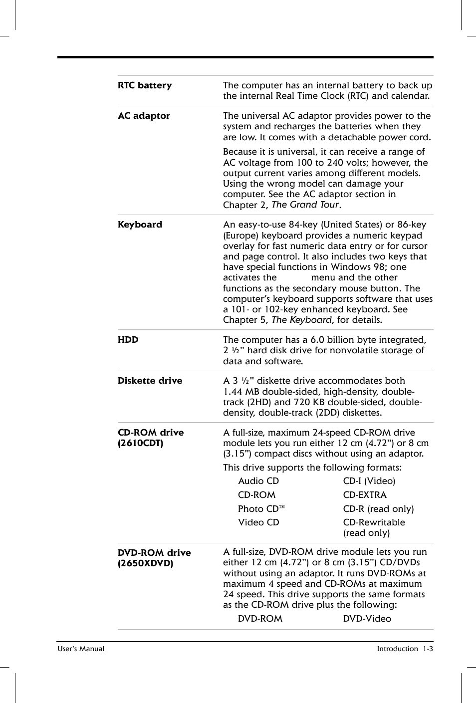 Toshiba Satellite 2650 User Manual | Page 22 / 208