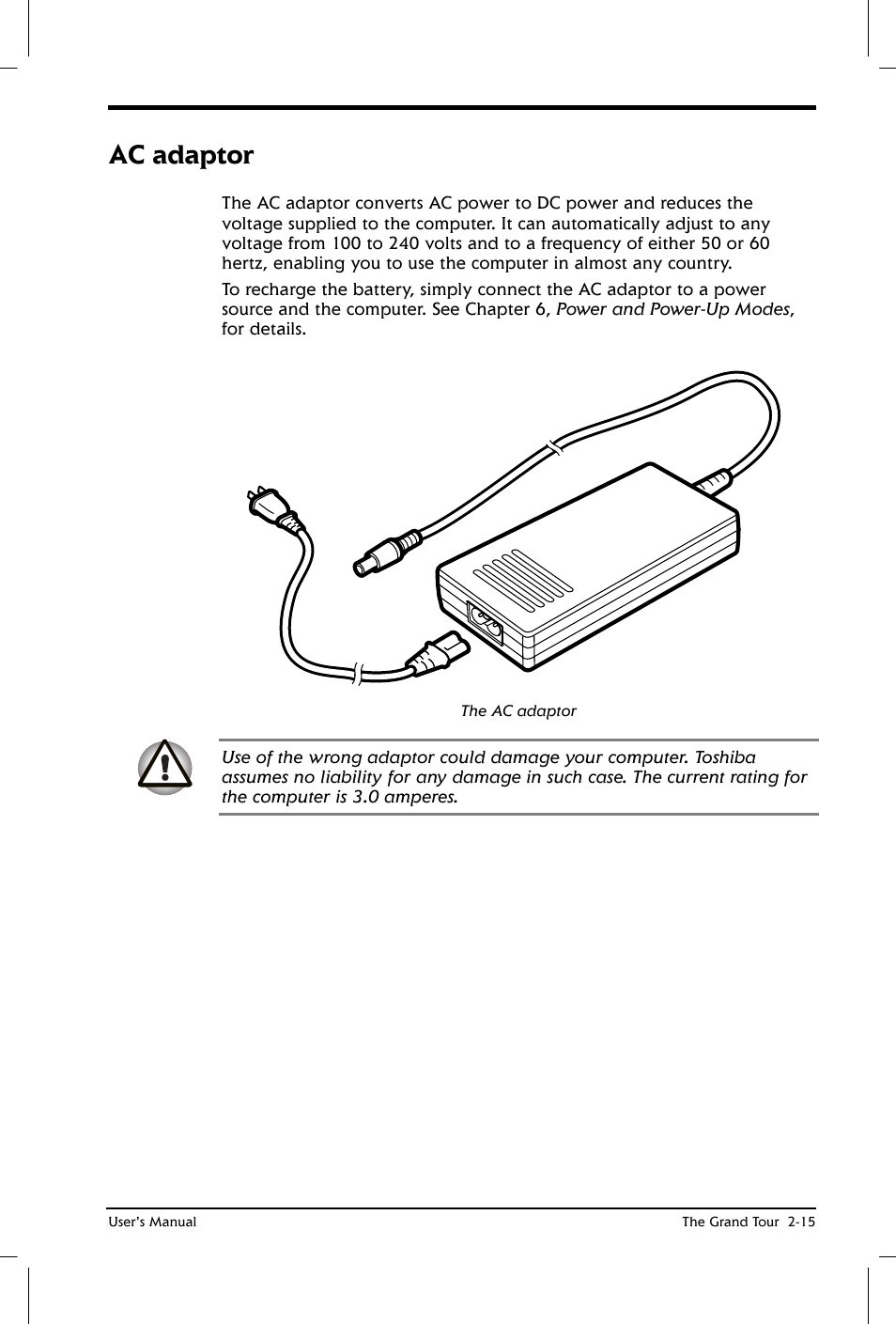 Ac adaptor | Toshiba Satellite 2650 User Manual | Page 43 / 208