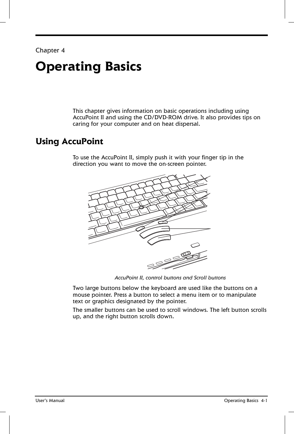 Operating basics, Using accupoint | Toshiba Satellite 2650 User Manual | Page 56 / 208