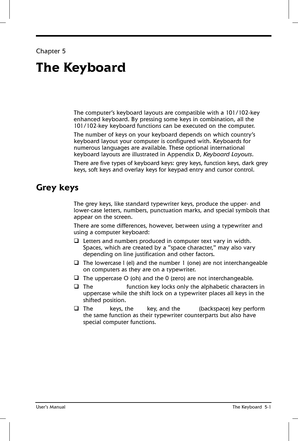 The keyboard, Grey keys | Toshiba Satellite 2650 User Manual | Page 66 / 208