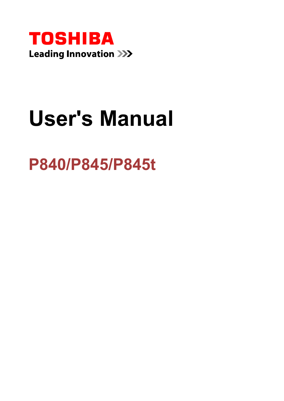 Toshiba Satellite P845 User Manual | 145 pages