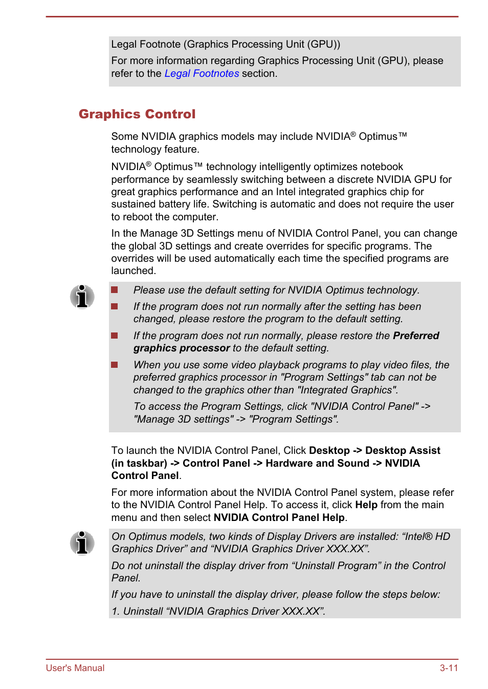 Graphics control | Toshiba Satellite P845 User Manual | Page 51 / 145