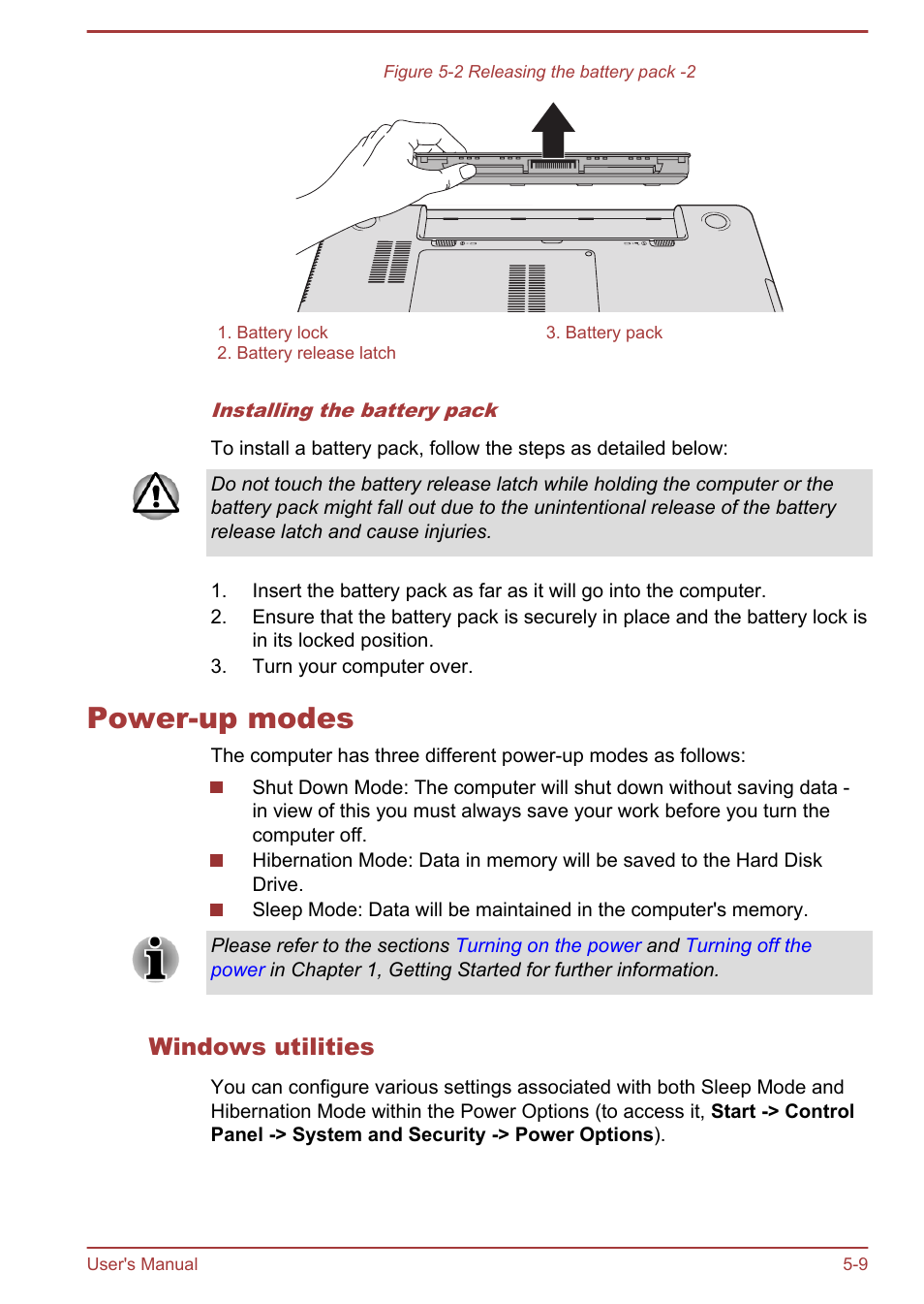 Power-up modes, Windows utilities, Power-up modes -9 | Toshiba Satellite P845 User Manual | Page 119 / 157