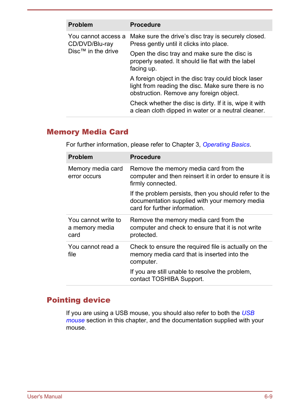 Memory media card, Pointing device | Toshiba Satellite P845 User Manual | Page 129 / 157