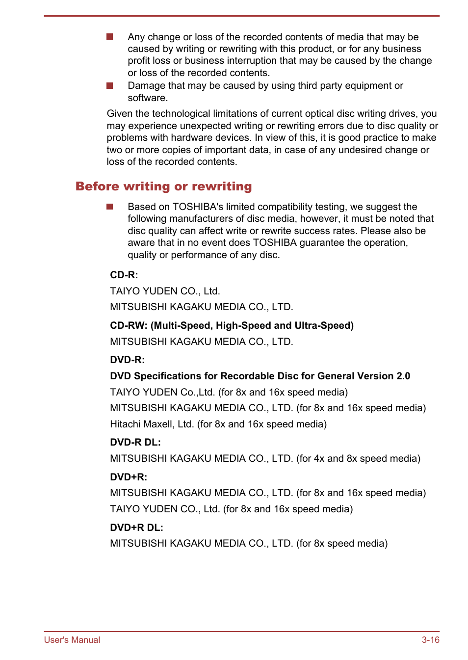 Before writing or rewriting | Toshiba Satellite P845 User Manual | Page 53 / 157