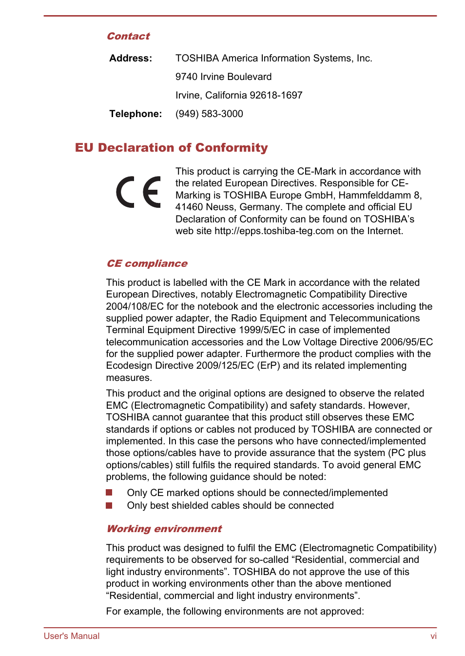 Eu declaration of conformity | Toshiba Satellite P845 User Manual | Page 6 / 157